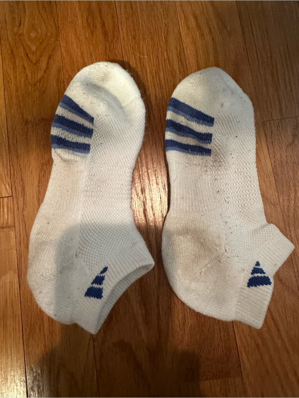Women’s  White Low-Cut Athletic Socks with Blue Stripes Adidas